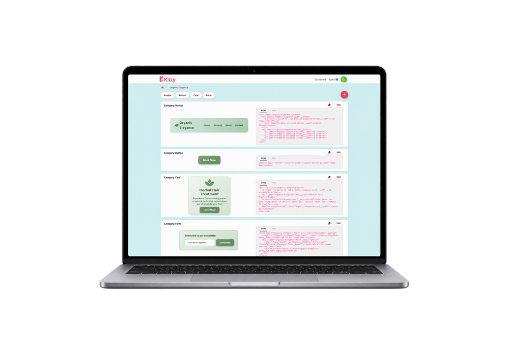Kitly website mockup